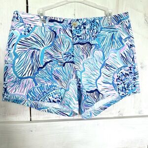 Lilly Pulitzer Women Callahan‎ Stretch Short Bermuda Blue Fishful Thinking Sz 12